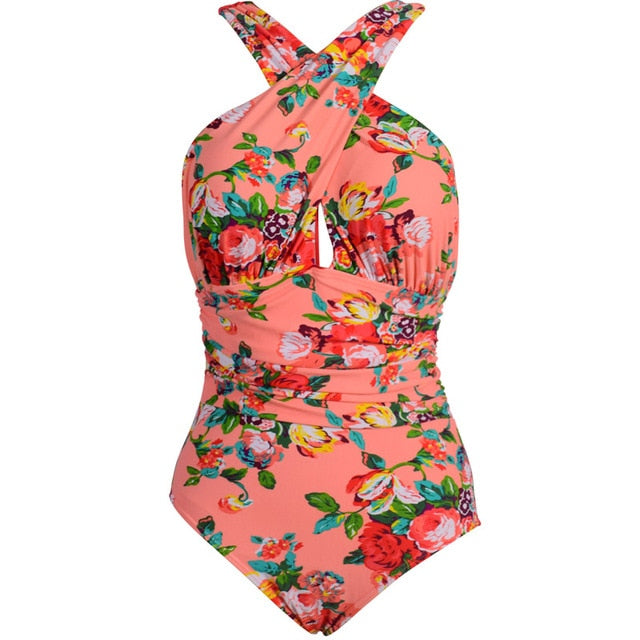 Plus Size One-Piece Swimsuit Floral