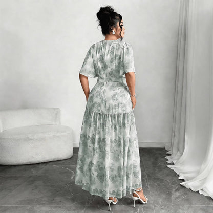 Plus Size Literary Retro Floral Dress - Plus Size XL-4XL - View 2