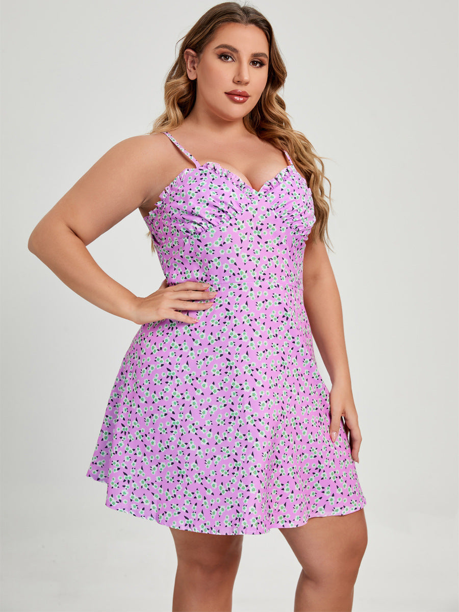 Plus Size Suspender Dress Polyester