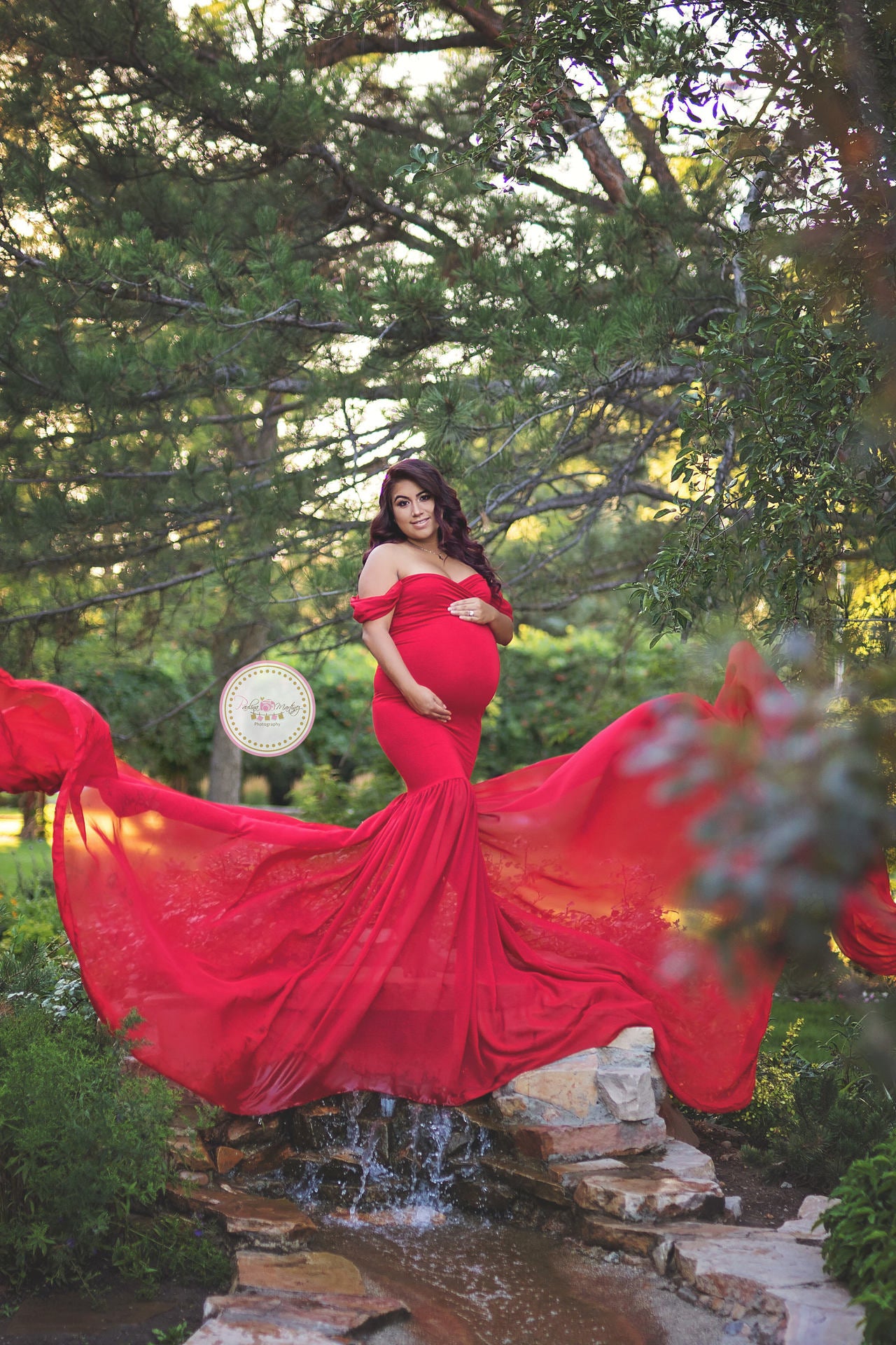 Plus Size Mercerized Cotton Chiffon Flutter Sleeve Maxi Dress