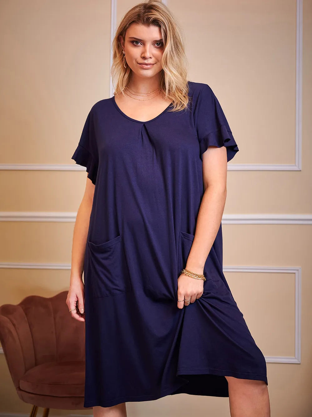 Plus Size Short Sleeve Lounge Dress