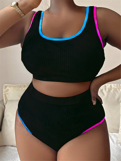 Plus Size Tie Dye Tankini Swimsuit - Plus Size Clothing