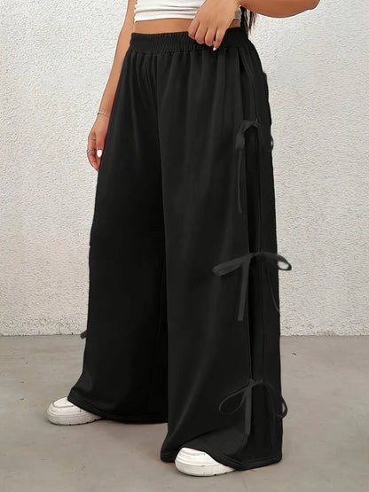 Plus Size Bow Waist Wide Leg Pants - Plus Size XL-4XL - View 1