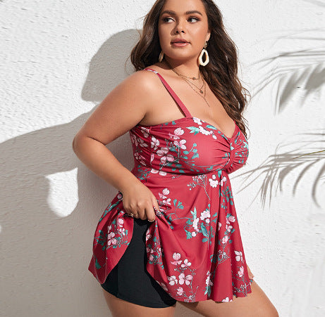 Plus Size Floral Two-Piece Bikini Swimwear