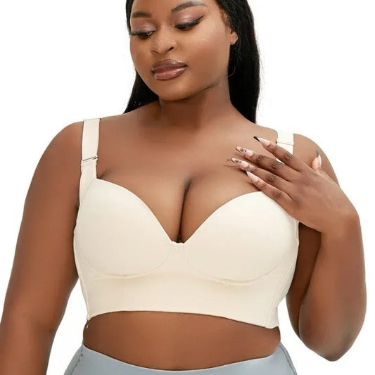 Plus Size Glossy Underwire Bra with Anti-Sag Support