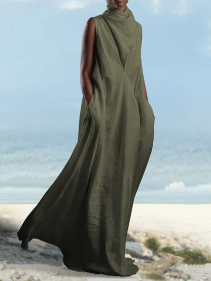 Plus Size Sleeveless Wrap Maxi Dress - Plus Size Clothing