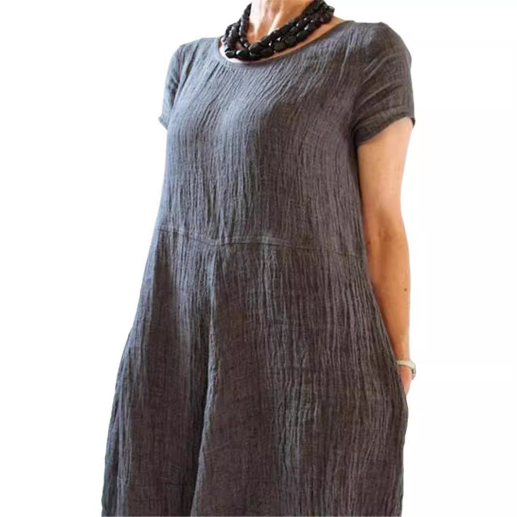 Plus Size Cotton Linen Midi Dress | Sizes S-5XL