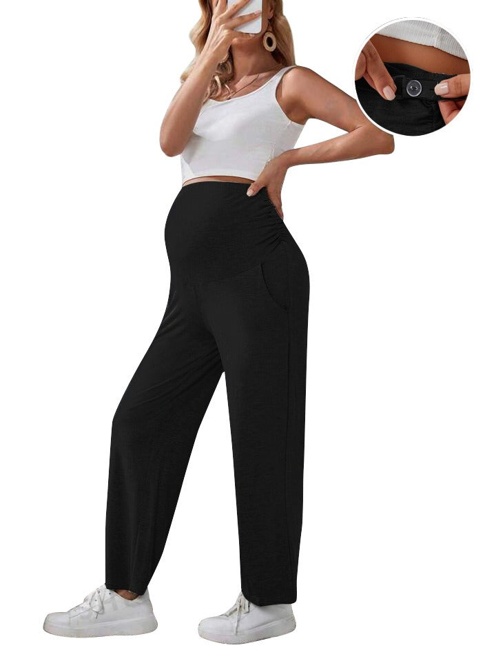 Plus Size Maternity Straight Leg Pants Adjustable