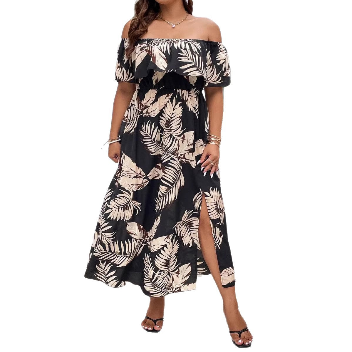Plus Size Off-Shoulder Long Dress Elegant