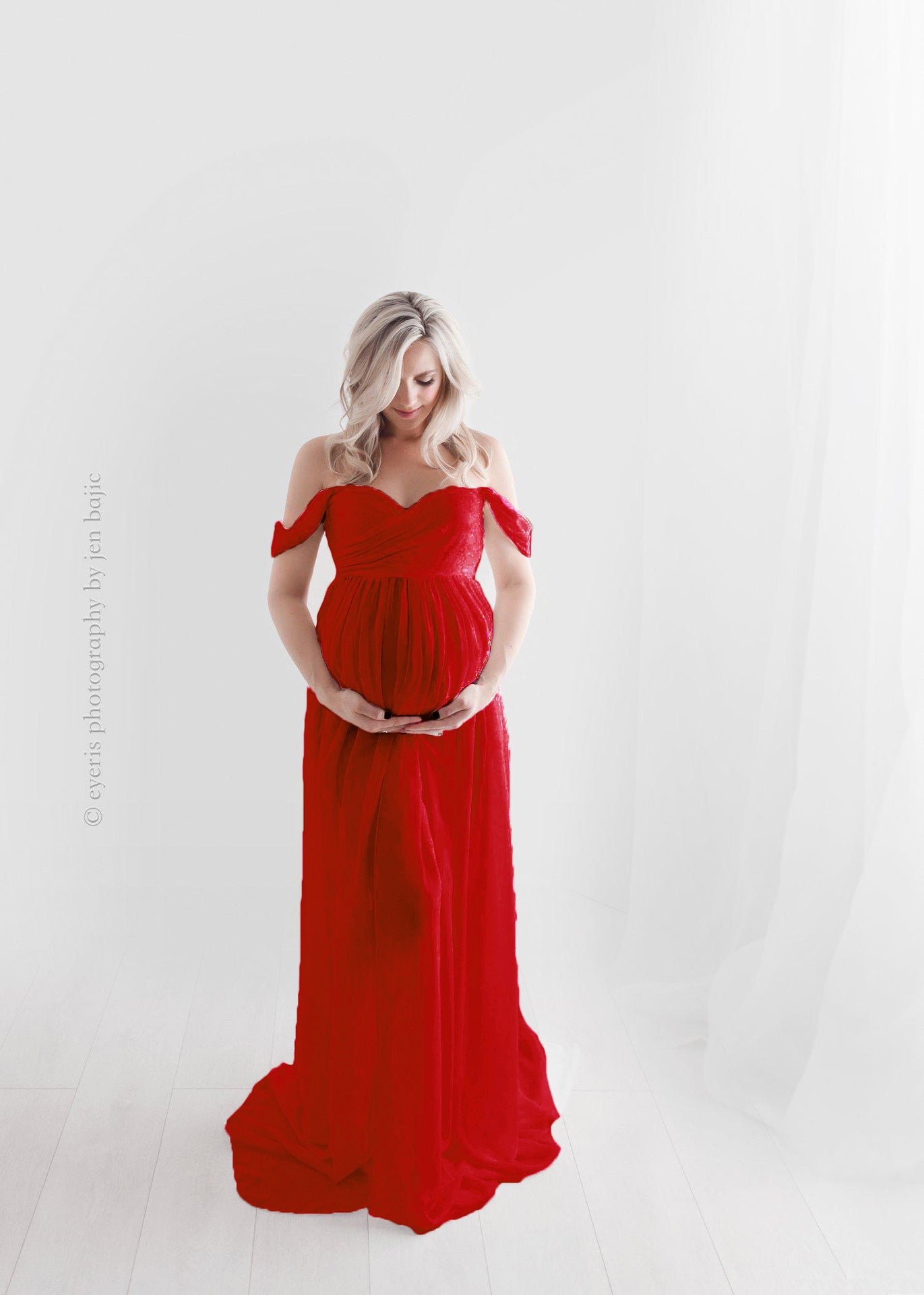 Plus Size Maternity Chiffon Maxi Photo Dress