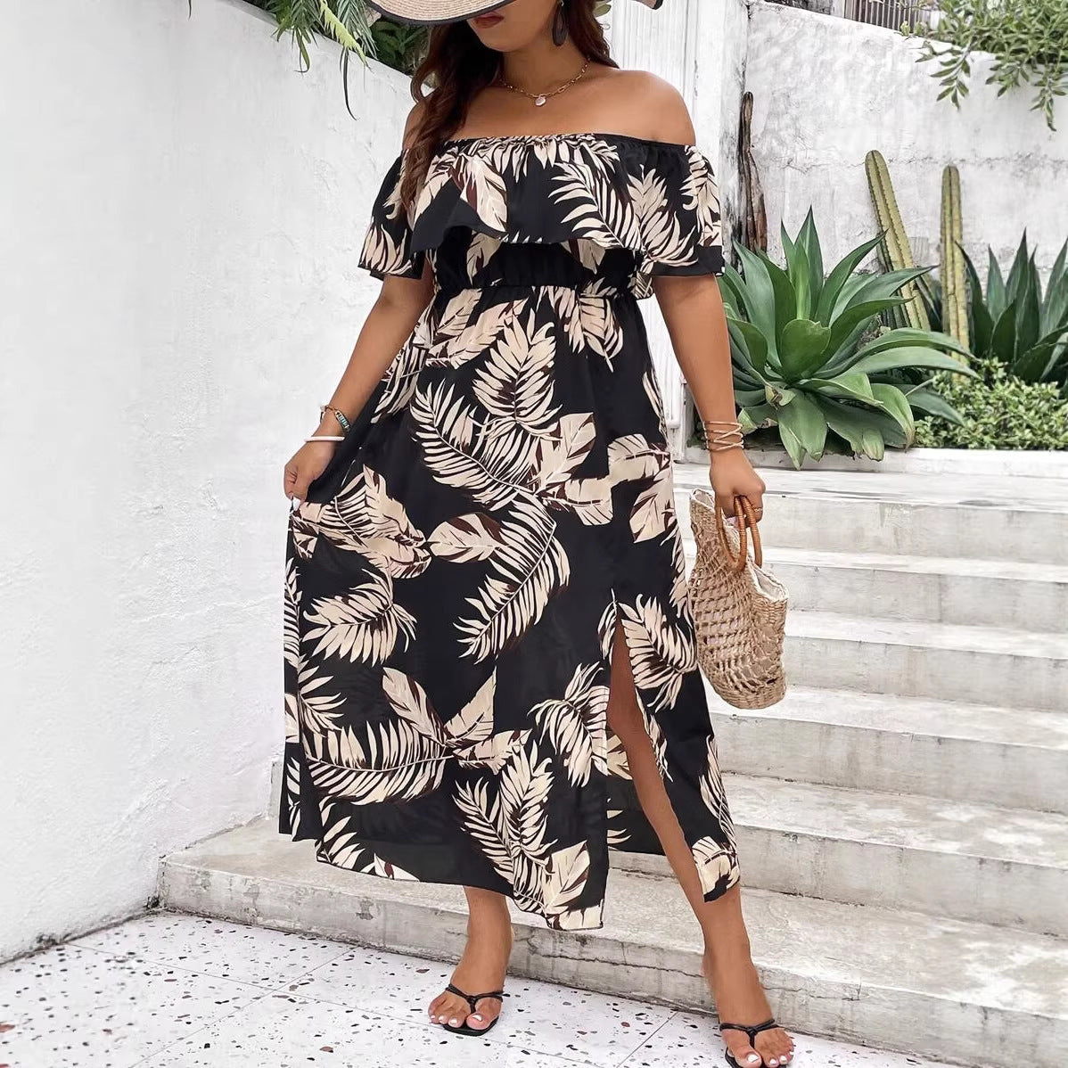 Plus Size Off-Shoulder Long Dress Elegant