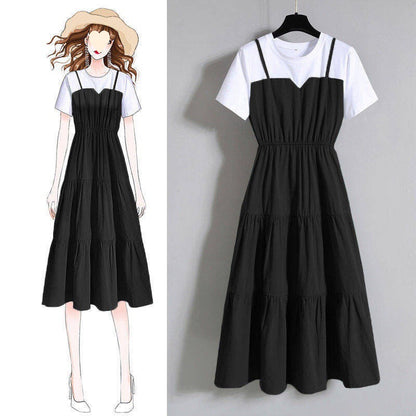 Plus Size Strap Fake Two-Piece Midi Dress