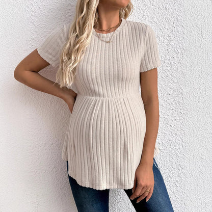 Plus Size Maternity Short Sleeve Knitwear Top - Plus Size XL-4XL - View 4