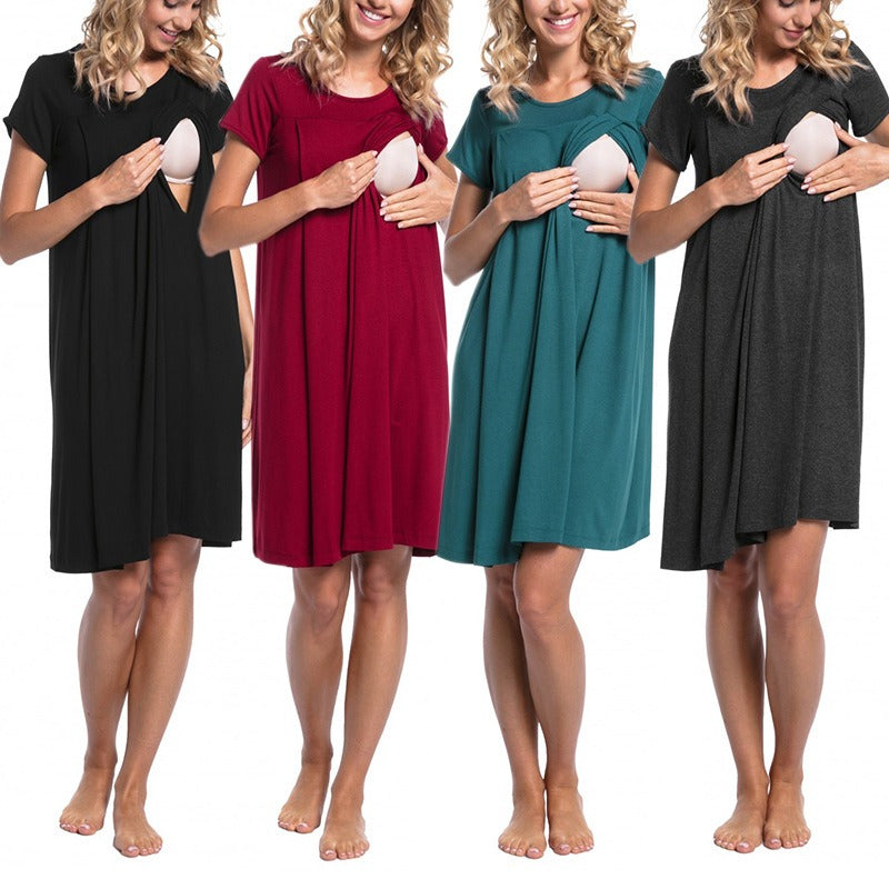 Plus Size Maternity Delivery Hospital Gown Short Sleeve