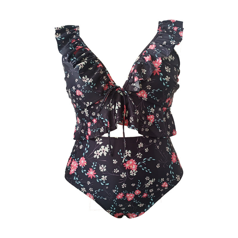 Plus Size Two-Piece Swimsuit with Ruffle Design