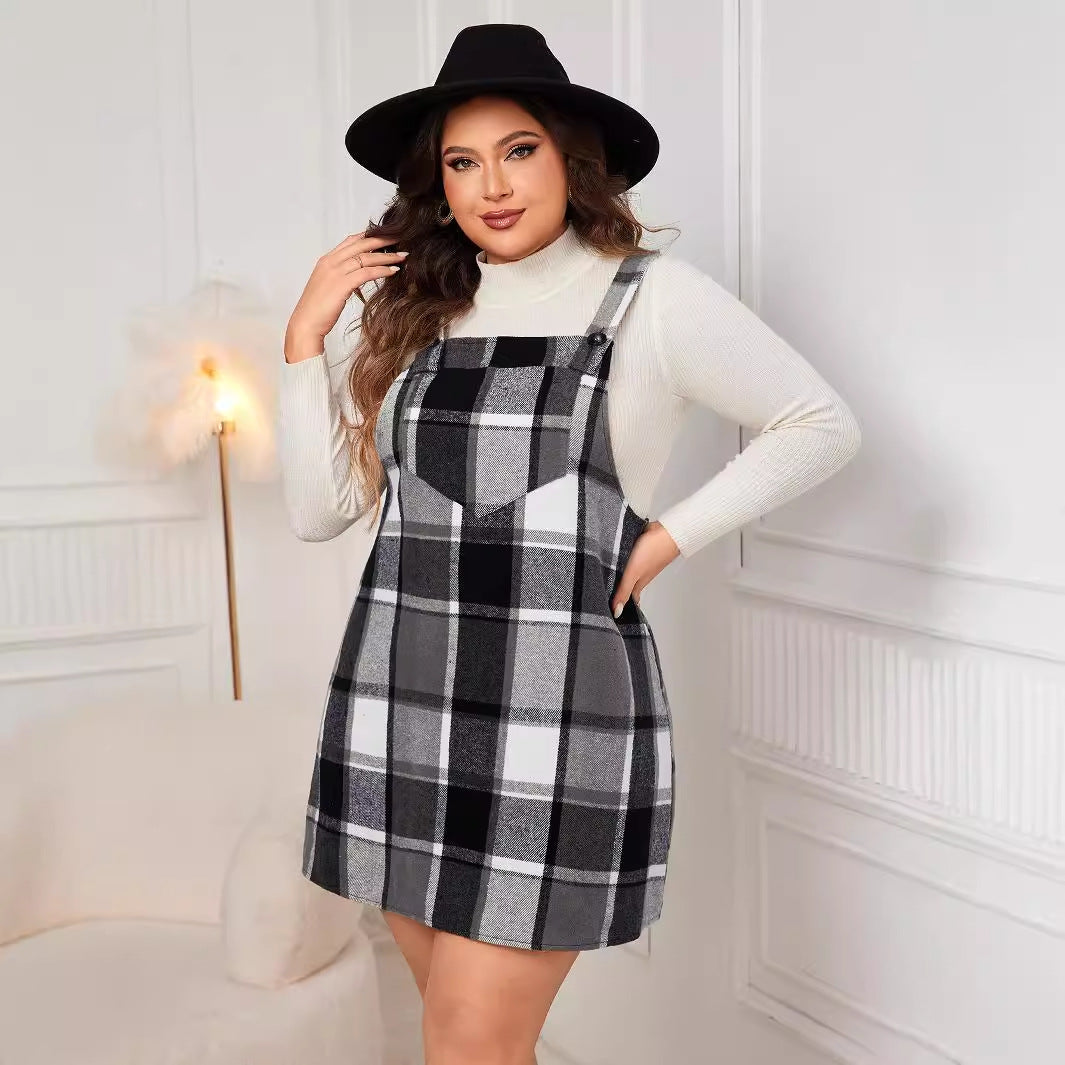 Plus Size Plaid A-Line Long Dress
