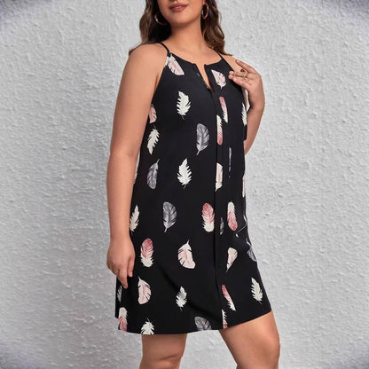Plus Size Gothic Feather V-Neck Midi Dress - Plus Size XL-4XL - View 6