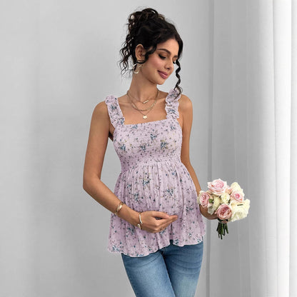Plus Size Printed Halter Maternity Top A-Line - Plus Size Clothing