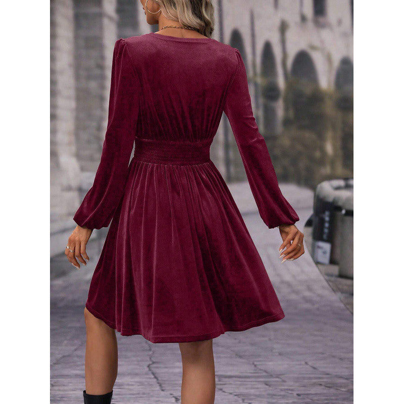 Plus Size Fashionable Commuter Long Sleeve Midi Dress