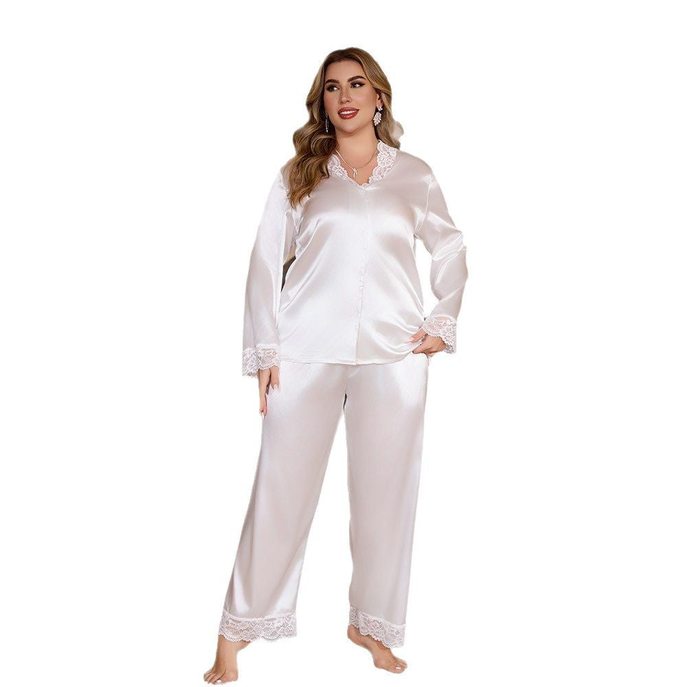 Plus Size Summer Lace Pajama Set Loungewear