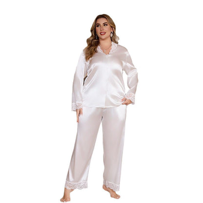 Plus Size Summer Lace Pajama Set Loungewear — front view