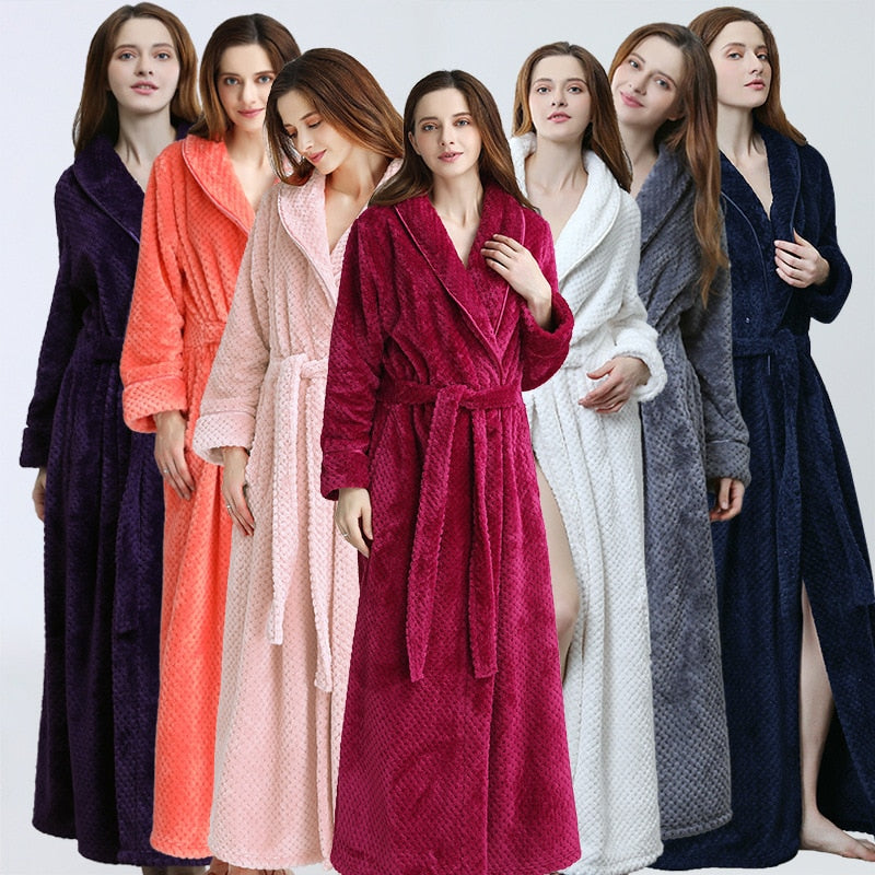 Plus Size Winter Extra Long Flannel Robe