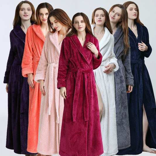 Plus Size Winter Extra Long Flannel Robe