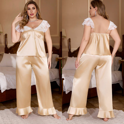 Plus Size Pajamas Women's Summer Loungewear Set - Plus Size Clothing