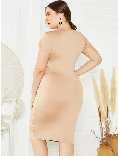 Plus Size Sleeveless Mesh Stitching Dress - Plus Size Clothing