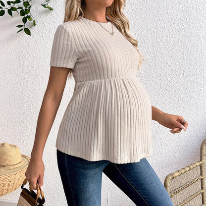 Plus Size Maternity Short Sleeve Knitwear Top - Plus Size XL-4XL - View 2