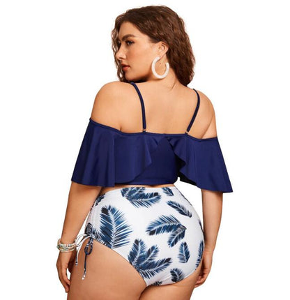 Plus Size Ruffled Bikini Swimsuit Split - Plus Size Clothing