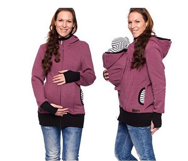 Plus Size Maternity Wool Hoodie Jacket