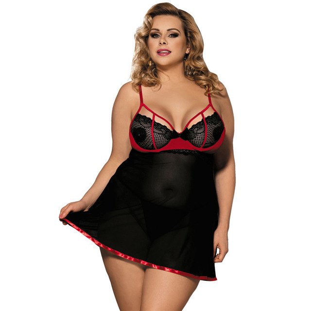 Plus Size Sexy Lace Nightdress Open Back