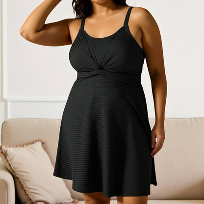 Plus Size Solid Sleeveless Two-Piece Swimwear - Plus Size XL-4XL - View 5