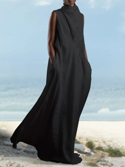 Plus Size Sleeveless Wrap Maxi Dress - Plus Size Clothing
