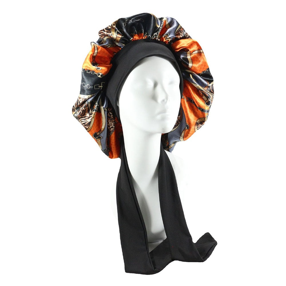 Laced Sleeping Cap Simulation Silk Home Hat Moon Cap Long Hair Care Silk Sleeping Cap Maternity Cap - Plus Size Clothing