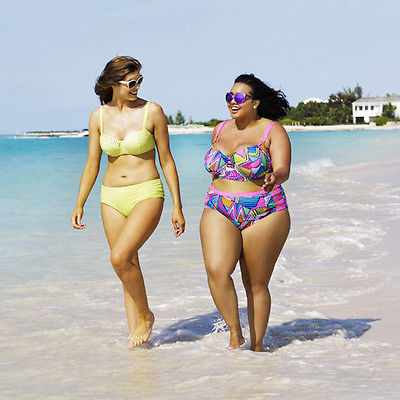 Plus Size Push Up Padded High Waist Bikini Set