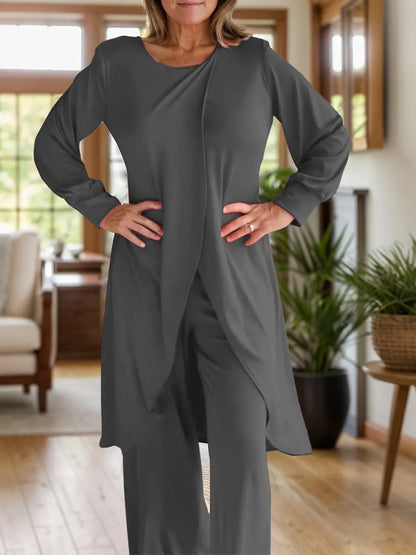 Plus Size Long Sleeve Wide Leg Pants Set