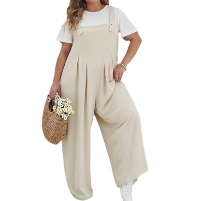 Plus Size Wide Leg Overalls Jumpsuit - Plus Size Clothing