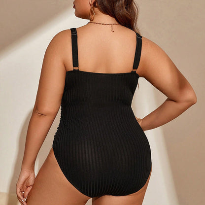 Plus Size Tummy-Control One-Piece Swimsuit - Plus Size Clothing