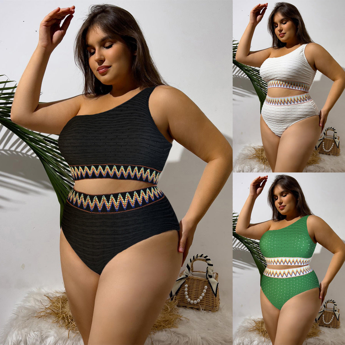 Plus Size High Waist Split Bikini Swimsuit