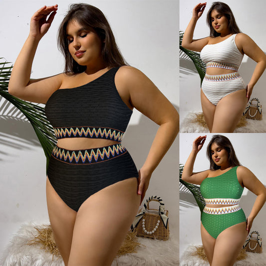 Plus Size High Waist Split Bikini Swimsuit
