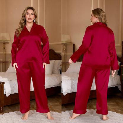 Plus Size Cardigan Pajamas Set Long Sleeve
