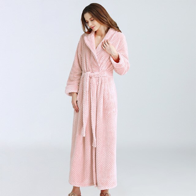 Plus Size Winter Extra Long Flannel Robe