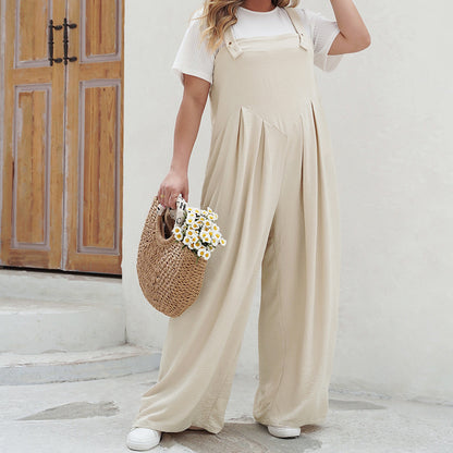 Plus Size Wide Leg Overalls Jumpsuit - Plus Size Clothing