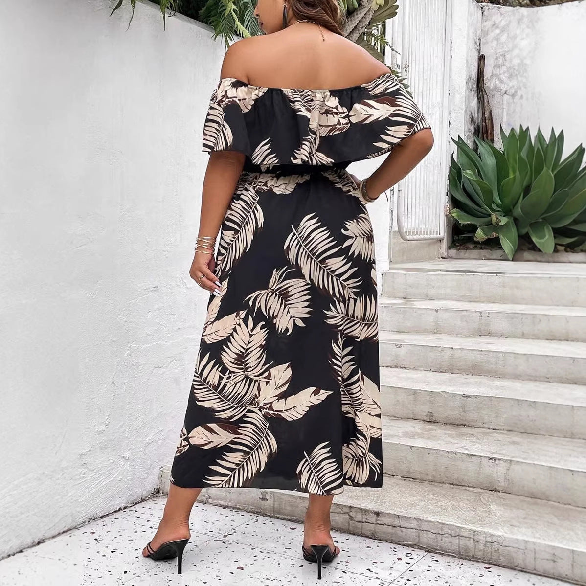 Plus Size Off-Shoulder Long Dress Elegant