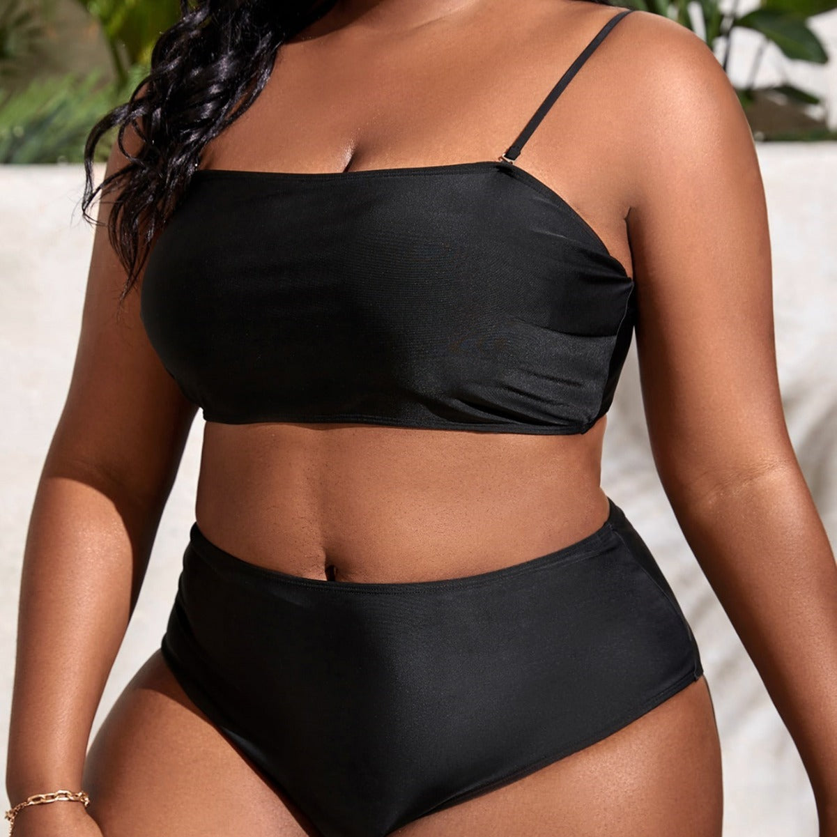 bikini sexy two-piece swimsuit black plus size swimwear