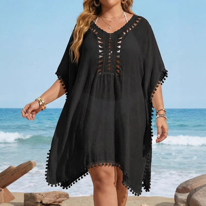 Plus Size Hand-Crocheted Patchwork Bikini Dress - Plus Size XL-4XL - View 3
