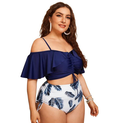 Plus Size Ruffled Bikini Swimsuit Split - Plus Size Clothing