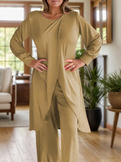 Plus Size Long Sleeve Wide Leg Pants Set